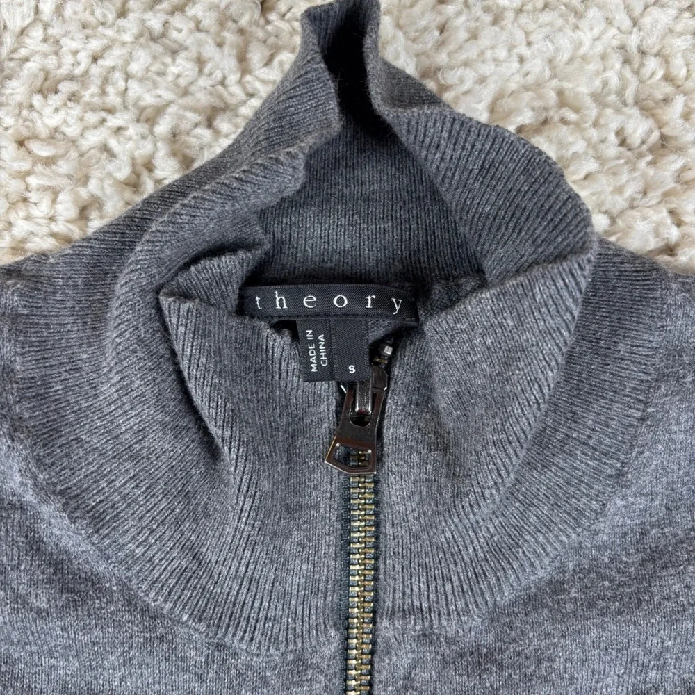 Theory Mens Full Zip Sweater S Gray Anthem Daylight Cashmere Blend Quiet Luxury